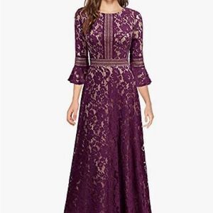 Chic Plum Lace Maxi Dress